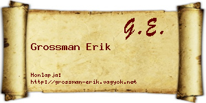 Grossman Erik névjegykártya